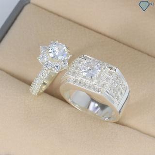 Nhẫn cặp bạc bản to nam nữ đính đá cao cấp ND0466 - Trang Sức TNJ