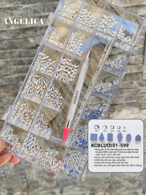 Khay Đá 1300V Chân Lưới K9 Cao Cấp Mix Hình - Đá nail Chính Hãng ANGELICA (tặng kèm Khay + Bút) KCBL-599 Nữ Sơn Gel Women