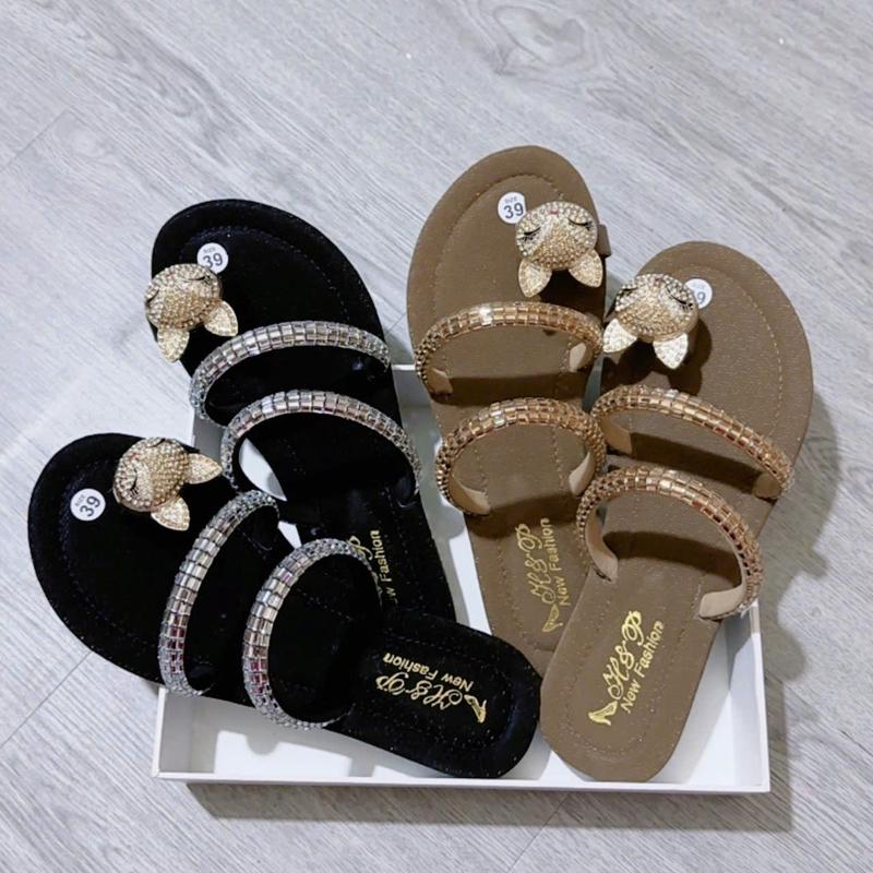  Dép nữ xỏ ngón đá đính charm Cáo đế bệt sang trọng  dép kiểu nữ đẹp DéP Shoes GiàY 