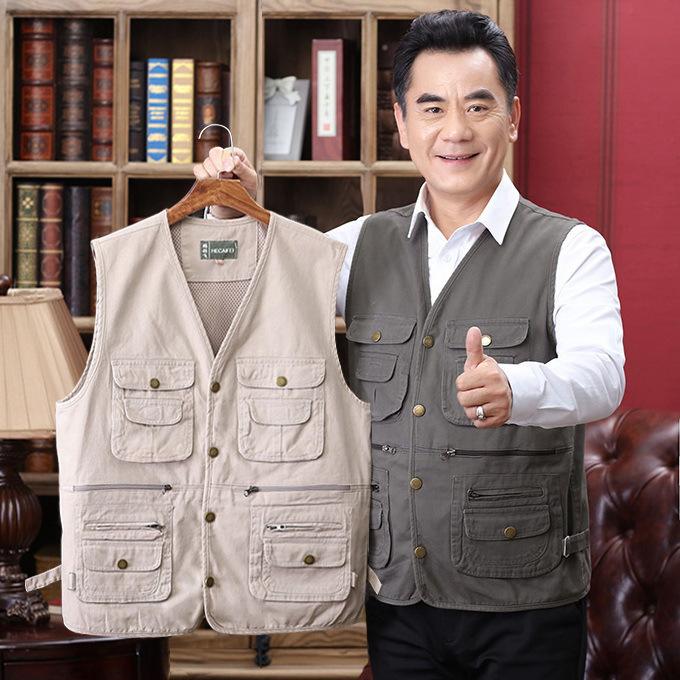  Áo gile kaki 100% cotton nam nhiều túi tặng bố tặng ông rất đẹp Menswear 