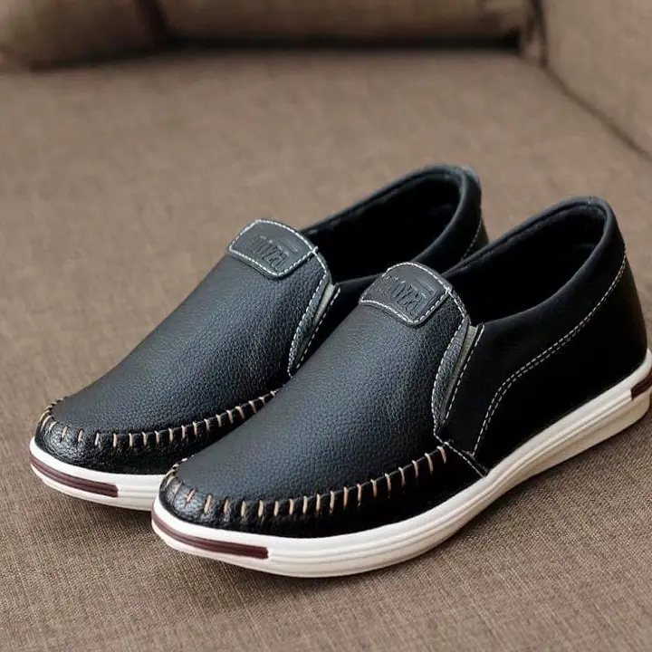 Giày Mọi nam giày lười nam da mềm lịch lãm đế khâu chắc chắn màu đen L23 0