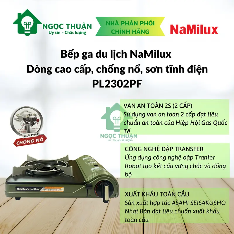[Chính hãng] Bếp ga du lịch Namilux dòng cao cấp, chống nổ, van an toàn 2 cấp, sơn tĩnh điện  PL2302PF bếpga 3