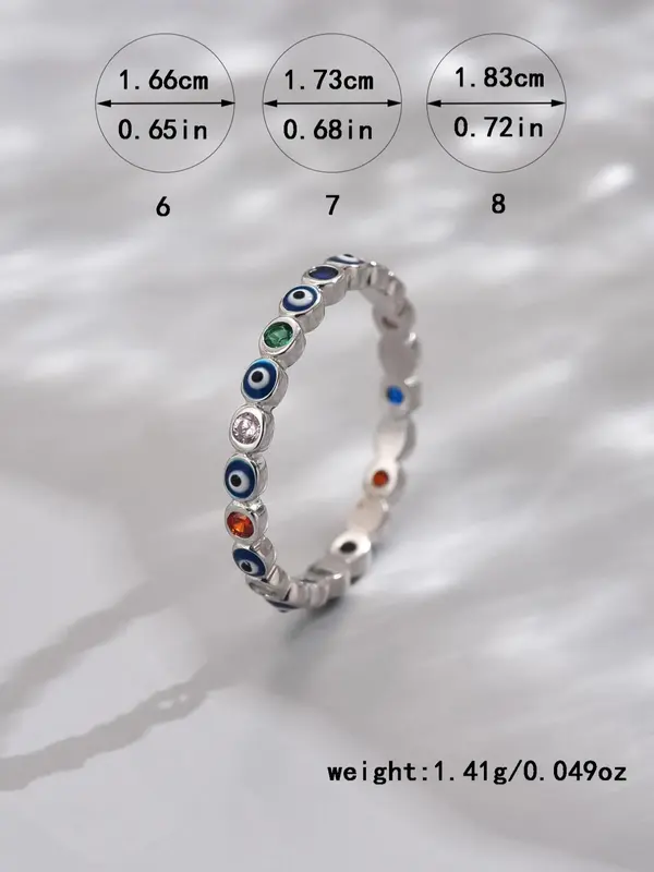 925 Sterling Silver Fashion Evil Eye Design Ring, Casual Simple Accessories for Women, Simple Jewelry for Party, Daily Decor, Trendy All-match & Exquisite Jewelry for Birthday Gift 1