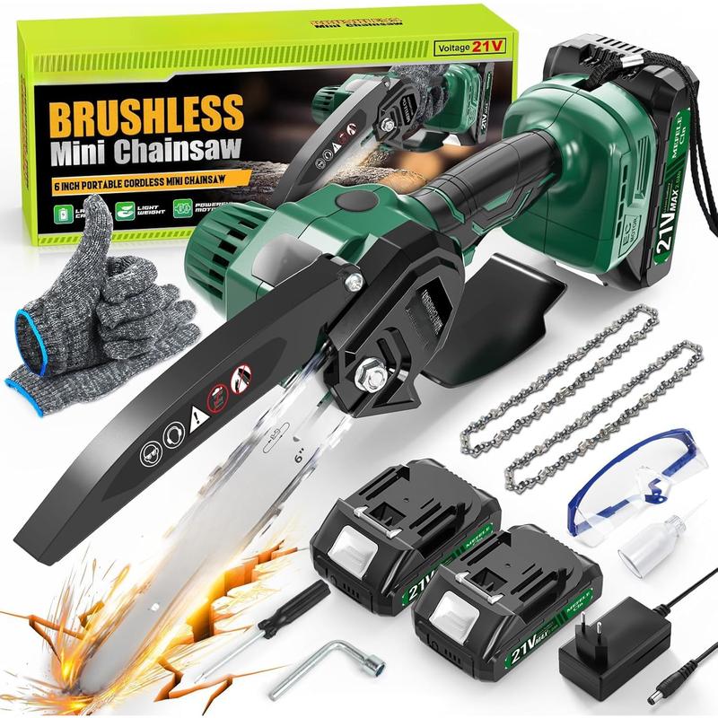 Mini Chainsaw Cordless 6 Inch, Electric - 2 x 2000mAh , Handheld ...