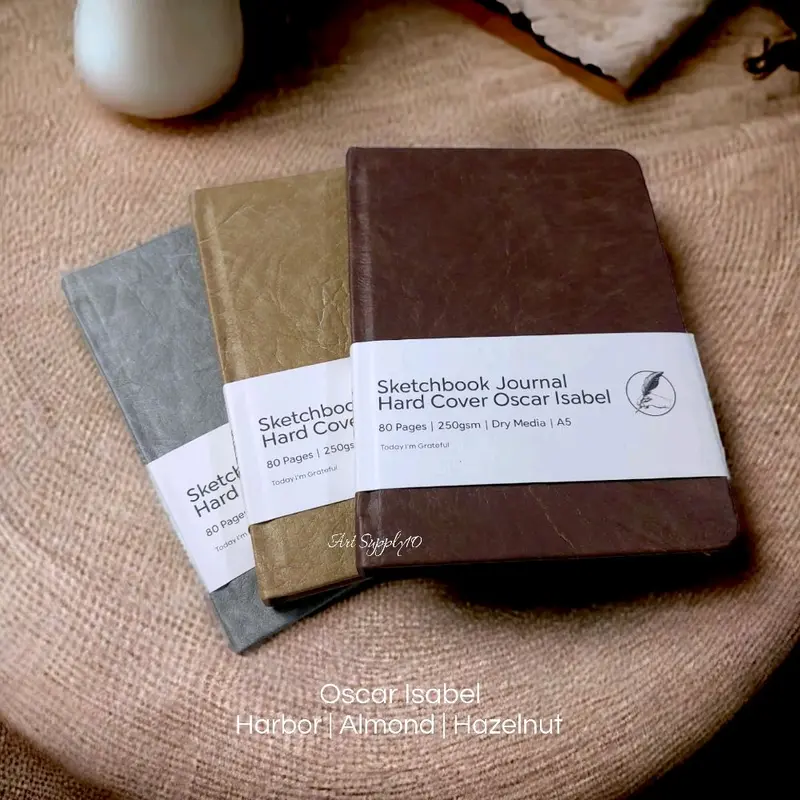 Sketchbook Hard Cover Kulit Oscar & Fabric Jurnal A5 250gsm 80 Pages / Cover Kain Kertas Paper 2