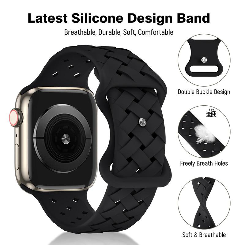Sports Silicone Watch Band (Band Only), Breathable Soft Replacement Watch Band, Fashion Smart Watch Band Compatible with Apple Watch Series, Sports Watch Band 2