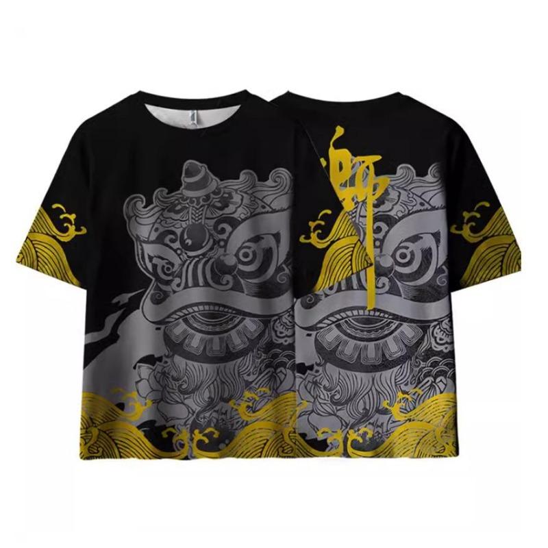 Product Introduction of Fashion Male Lion Dance Lion King Tide Brand 3D Printed Short-sleeved Summer T-shirt Menswear Top 3