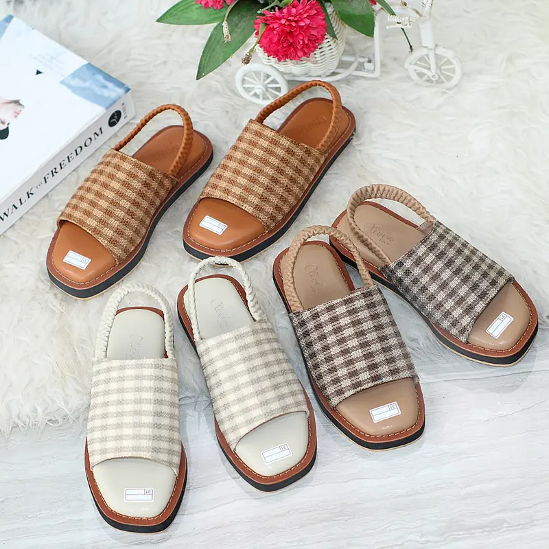 Sandal anak selop flat anak tali belakang motif kotak - VALERY KIDS Fashion Kaki 0