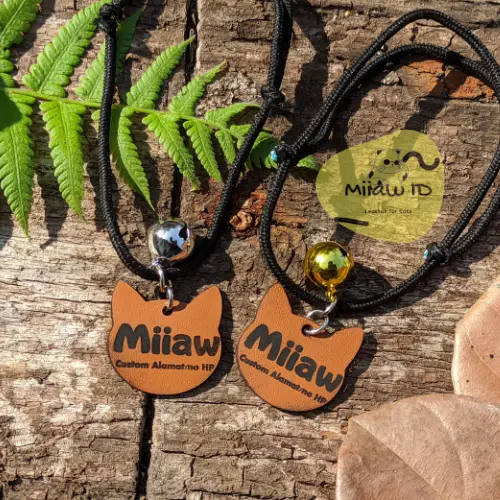 Miiaw Id Kalung Kucing Gratis Liontin Kulit Custom Nama