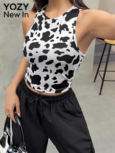 YOZY Women's All Over Print Tank Top, Casual Sleeveless Round Neck Top for Summer, Women's Top for Daily Wear