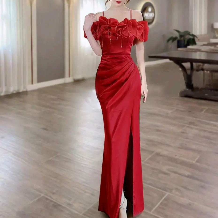 (48-65) Mẫu Đầm dạ hội Đi tiệc.sang trọng,thanh lịch,Ôm gọn Màu :đen,xanh đen,vàng,đỏ,xanh lá.