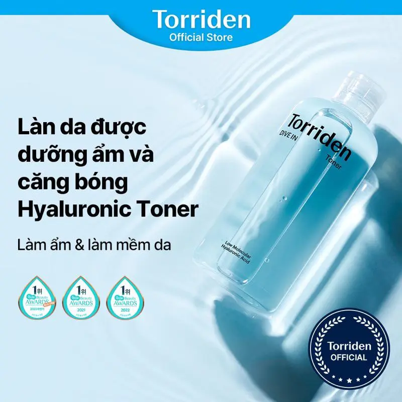 Toner cấp nước cho da dầu Torriden Dive-In Low Molecule Hyaluronic Acid Toner 300ml