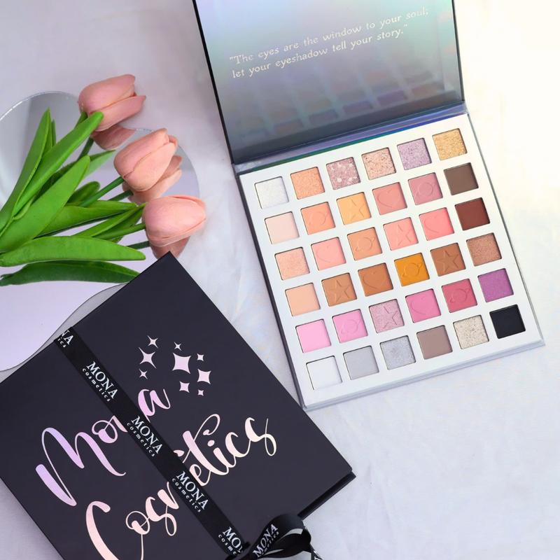 Bảng mắt Mona Cosmetics Gleam 36 ô màu đa sắc chất phấn siêu mịn lì lâu trôi, nhũ mắt lấp lánh dễ phối màu