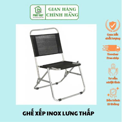 Ghế Xếp Inox Lưng Thấp và Lưng Cao, Khung inox vãi Bố 2 Mảnh Có Thể Gấp Lại, dùng cho Quán Cà Phê, Trà Sữa