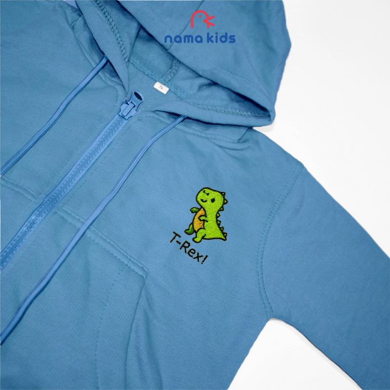 JAKET ANAK LAKI LAKI JAKET SLETING ZIPPER RESLETING COWOK SWEATER HOODIE COWO BORDIR TIREX DINOSAURUS LUCU Fashion 3