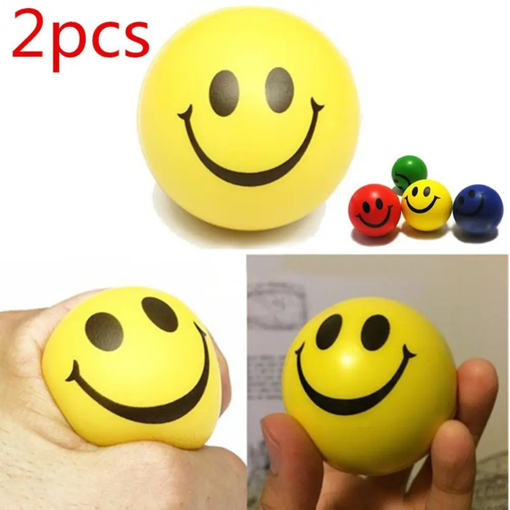 2Pcs Smiley Decompression Ball Puzzle Toy Children Stressball Attention Trainning  Squeezing Toys