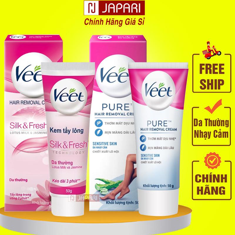 Kem Tẩy Lông Veet Silk & Fresh CHÍNH HÃNG- Tẩy Lông Vùng Kín Bikini, Nách, Lông Chân Tay Mặt Cho Da Nhạy Cảm,Da Thường - Wax Lông Cho Nam Nữ - Kem Cạo Lông Nữ / Nam JAPARI  Japari