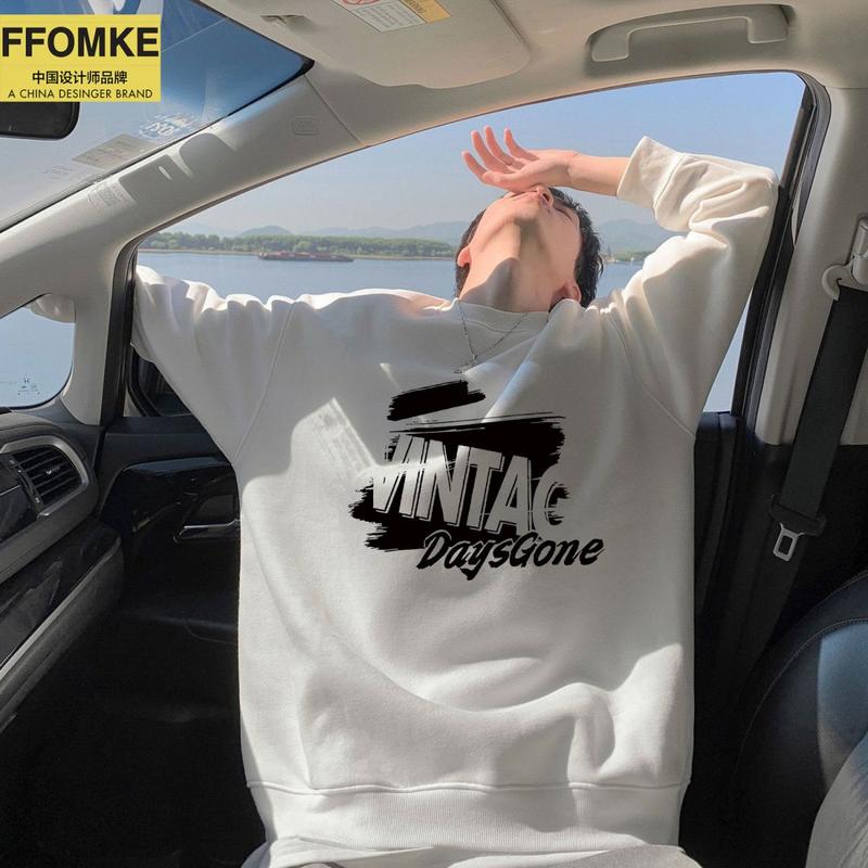 Product Introduction of Men's Sweatshirt [2561 Favorites] American Retro New Round Neck Cotton Sweatshirt Men's Trendy Brand Youth Pullover Hong Kong Style Loose Sweatshirt Base Shirt Men 9