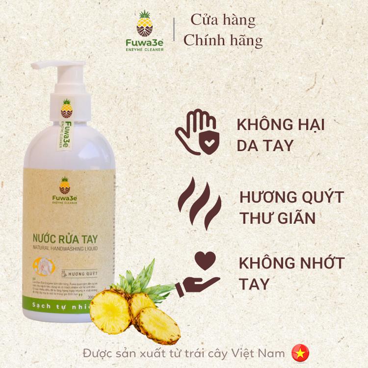Fuwa3e - Nước rửa tay sinh học 300ml - Nước rửa tay sinh học hữu cơ được lên men từ vỏ dứa và bồ hòn - An toàn với làn da trẻ em và lành tính với làn da nhạy cảm #OCOP #DacSanVietNam