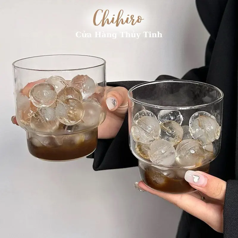 Cốc uống nước 380ml - Cốc thủy tinh mỏng chịu nhiệt dùng uống cà phê trà sữa , borosilicate cao - Chihirostore.decor