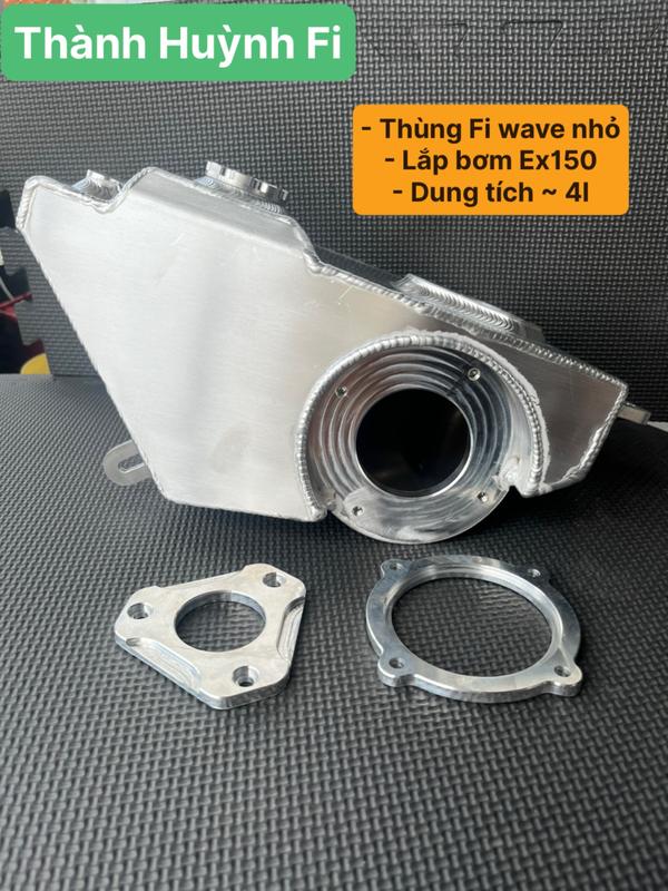 Thùng nhôm Fi wave nhỏ sử dụng bơm Ex150, Phụ kiện xe máy dùng để lên Fi, Chứa nhiên liệu, Dung tích lên đến 4 lít, Chất liệu nhôm