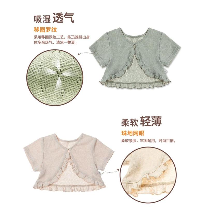 Kot musim panas untuk kanak-kanak perempuan, selendang kecil, baju penghawa dingin bayi, kot lengan pendek kecil, kot kapas ringan untuk musim bunga dan musim luruh 6