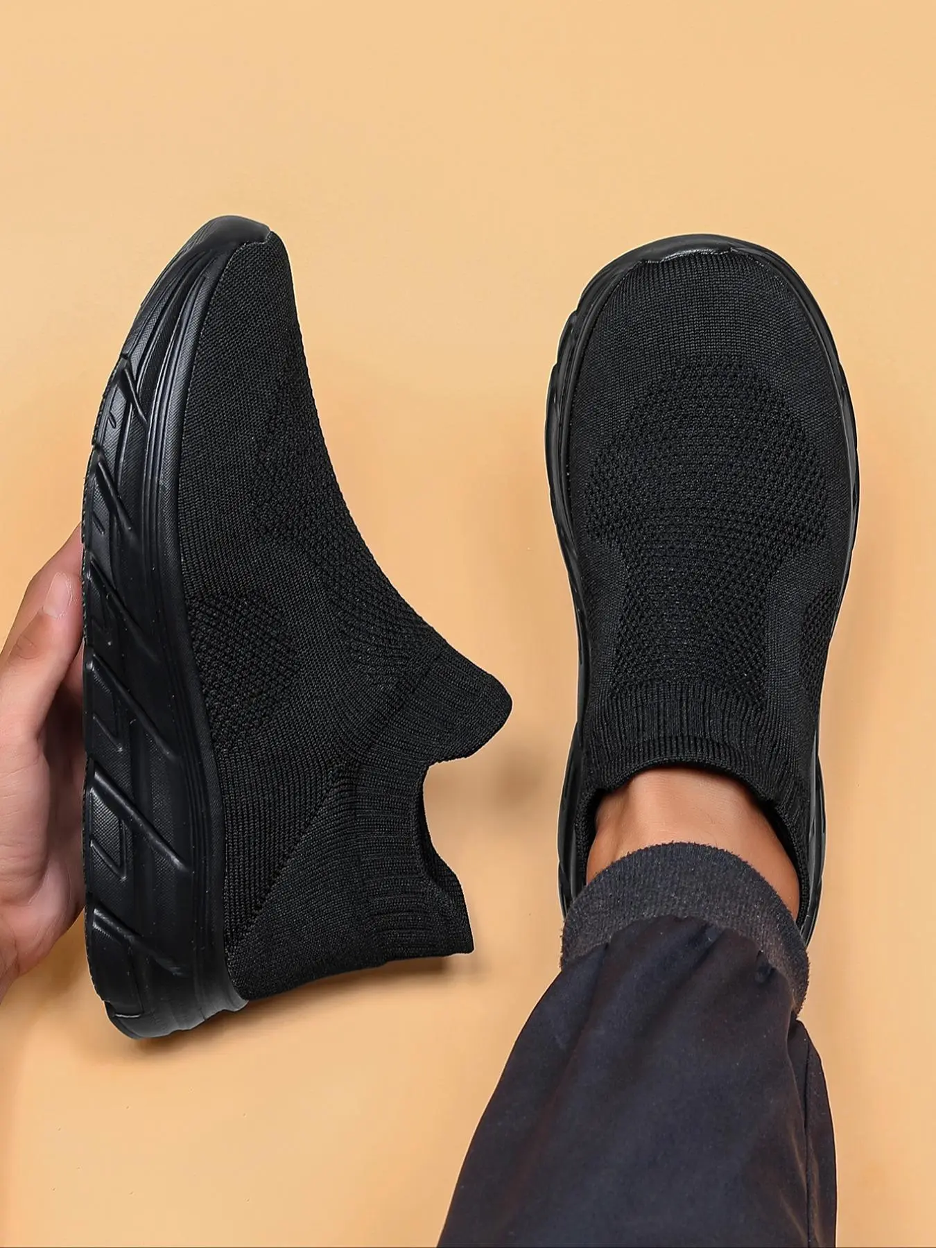Men's Solid Color Slip on Sneakers, 2024 New Style Casual Comfortable Breathable Low Top Sneakers, Fashionable Sneakers for Daily Outdoor Sport Wear
