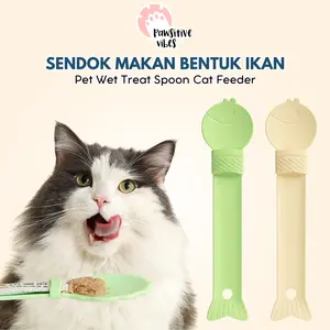 Sendok Dispenser Makanan Cair Kucing Bentuk Ikan - Pet Wet Treat Spoon - Cat Feeder - Alat Makan Anjing Kucing - Sendok Makan Lebar Wet Treat Spoon