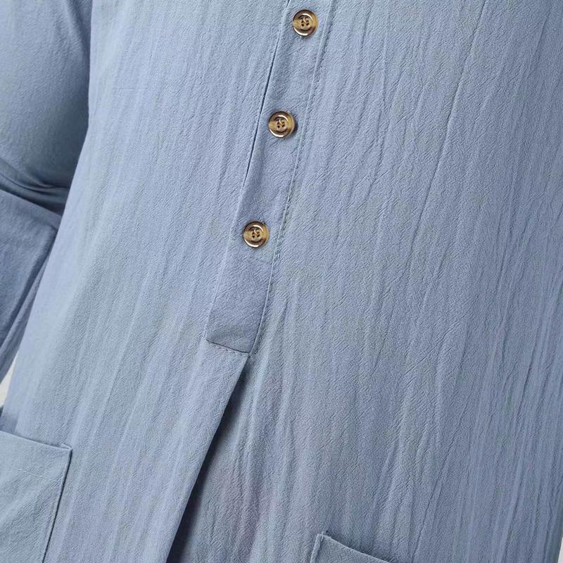 Product Introduction of Muslim Robe New Men's Loose Stand Collar Door Tube Long Sleeve Robe Ethnic Style Robe 19