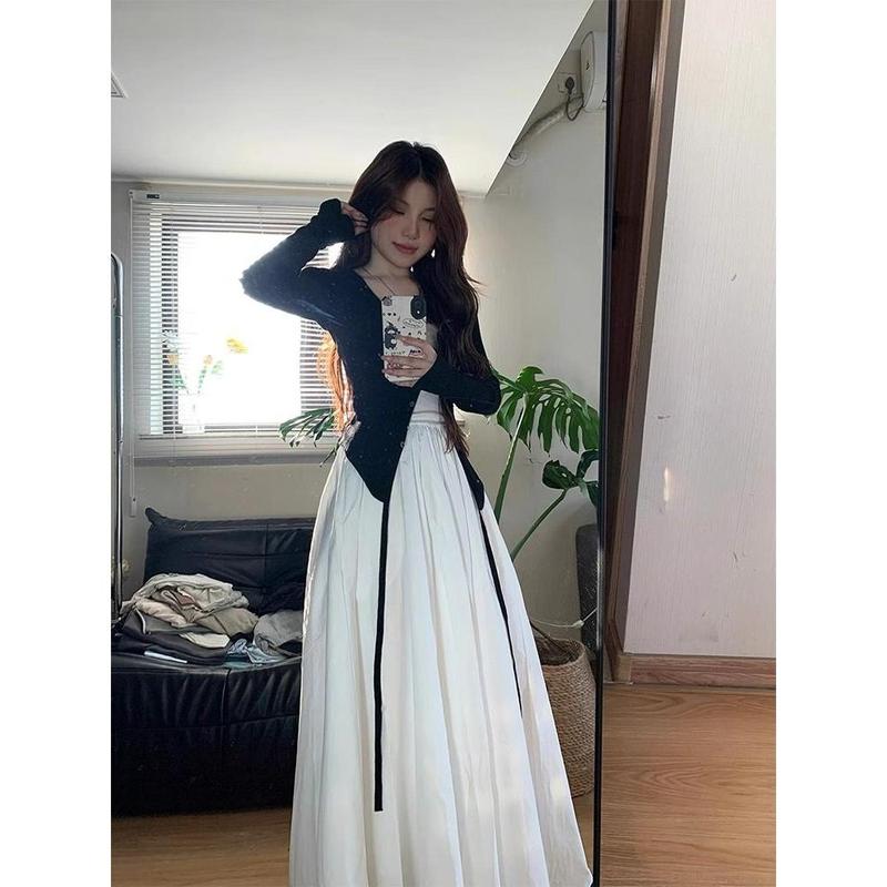 Bộ Váy Nam Cỡ Nhỏ Phong Cách Đầu Thu, Áo Cardigan Thiết Kế Đẹp, Váy Hai Dây Thanh Lịch, Dành Cho Phụ Nữ, Hàng Mới Về 2024 4