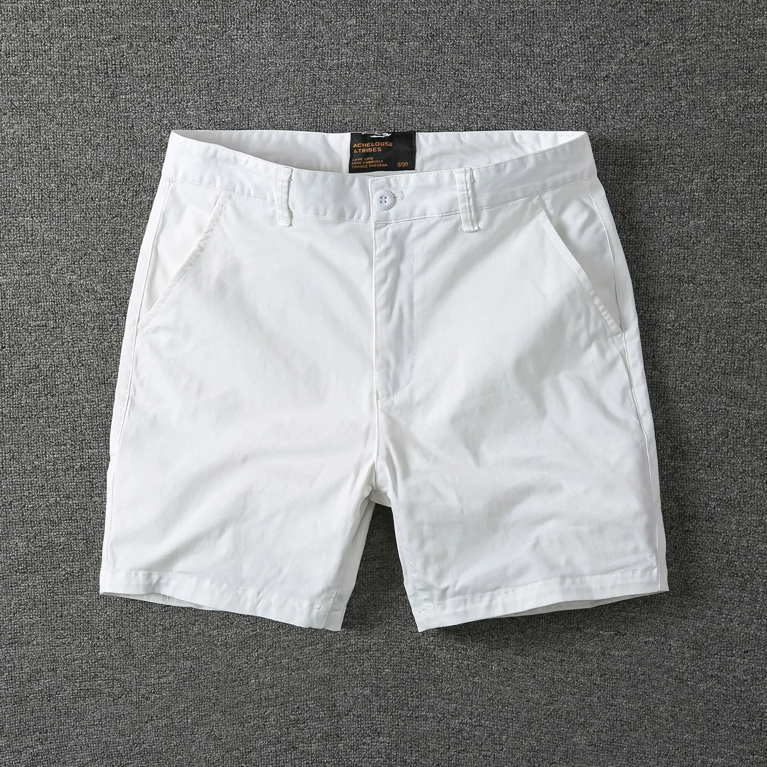 New Classic American Style Foreign Trade Casual Shorts for Men Trendy Pure Cotton Solid Color Four-Quarter Shorts Summer Trendy Brand Stretch Shorts Boy