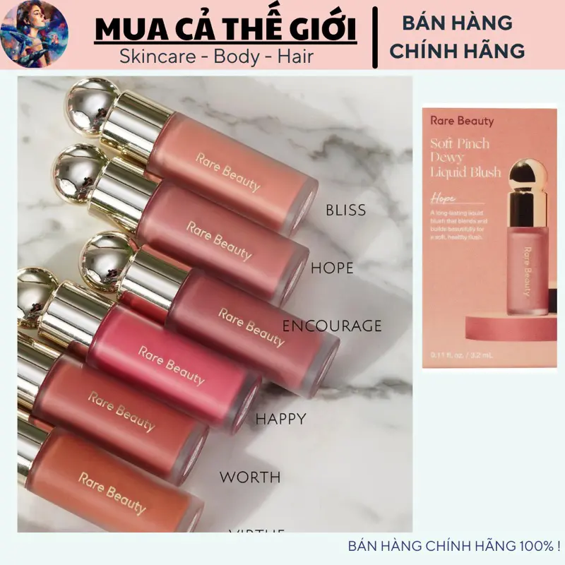 Má Hồng Rare Beauty Soft Pink Dewy Liquid Blush Cosmetic