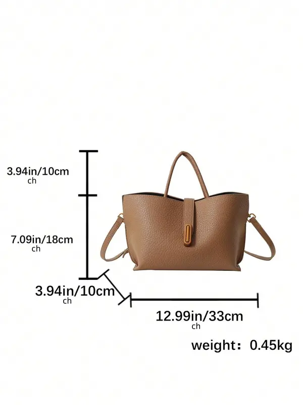 Women's Elegant Solid Color Handbag, Fashionable PU Leather Shoulder Bag for Daily Used, Casual Trendy Versatile High-quality Daily Commuting Bag 1