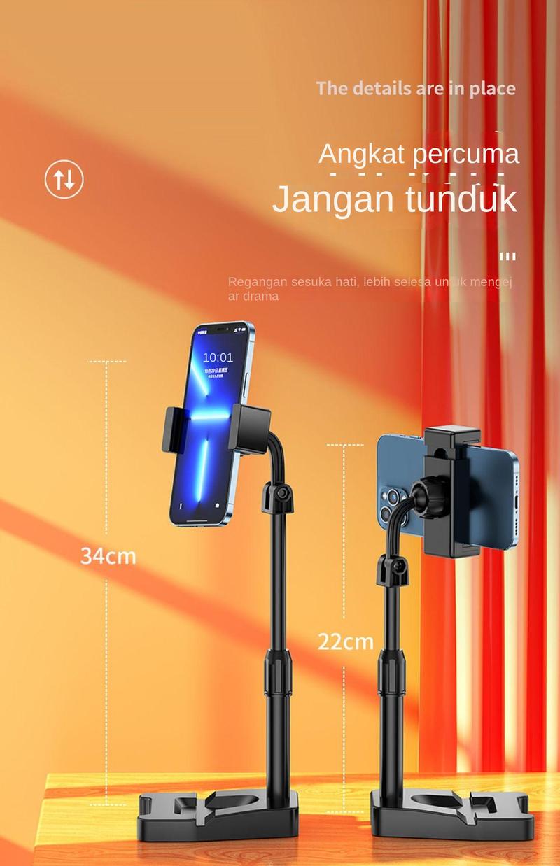 Product Introduction of Pemegang Telefon Selfie Malas, Ketibaan Baru, Main Langsung Douyin, Pendirian Berputar Dua Kedudukan Boleh Laras, Mengangkat, Sesuai untuk Meja, Phone Holder 10
