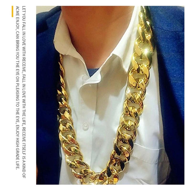 Vòng Cổ Dây Chuyền Chunky, Chất Liệu Resin Lớn, Phong Cách Hip Hop, Vòng Cổ Vàng, Phụ Kiện Rapper 2