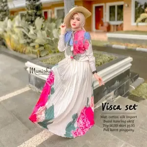 NEW STELAN ROK KEMEJA PLISKET FLOWER IMPORT