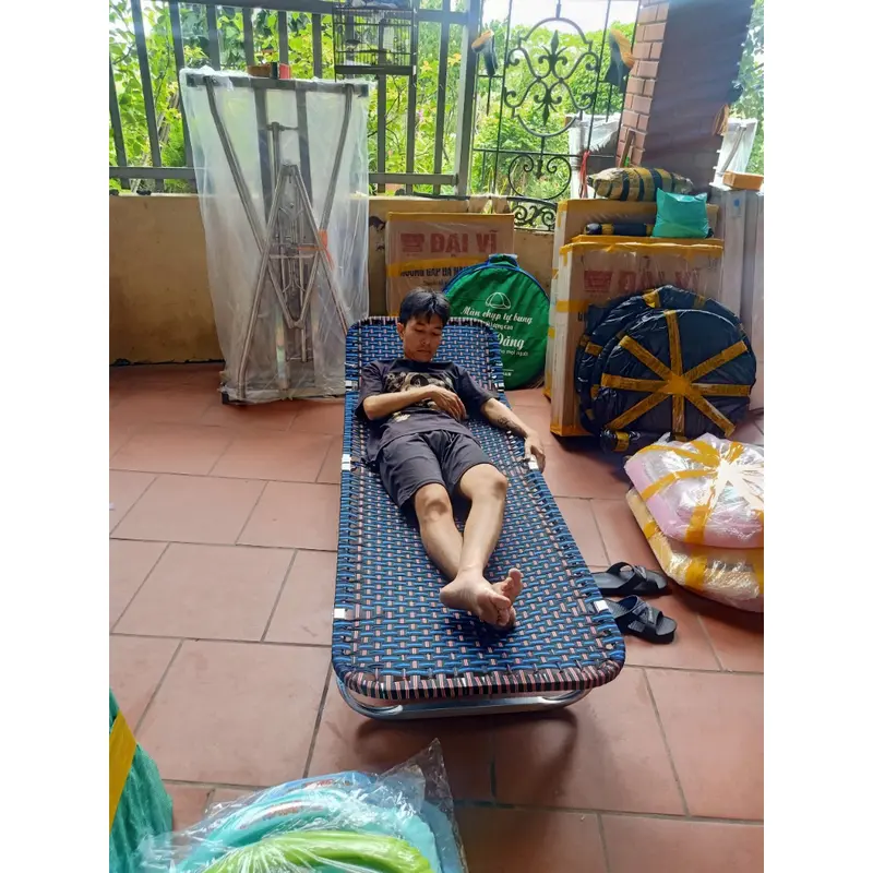 Giường Xếp Gấp Gọn Khung Nhôm Giá Rẻ Bền Chắc Chịu Tải 95kg Đã lắp ráp 0