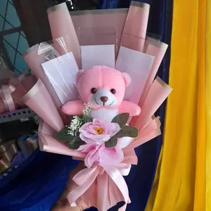 buket uang kosongan  - buket boneka wadah uang isi 3 ,5  slot free kartu ucapan dan kards packing Kado Plastik Dolls
