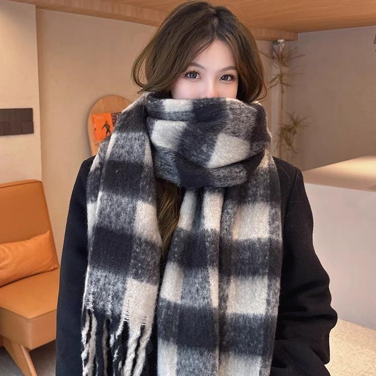 Khăn Quàng quàng cổ Thời trang Dễ Phối Đồ Kẻ sọc đen trắng Thích hợp cho các cặp đôi Ấm áp Dành cho nam và nữ Khăn Choàng Women Choàng Cổ khan quang