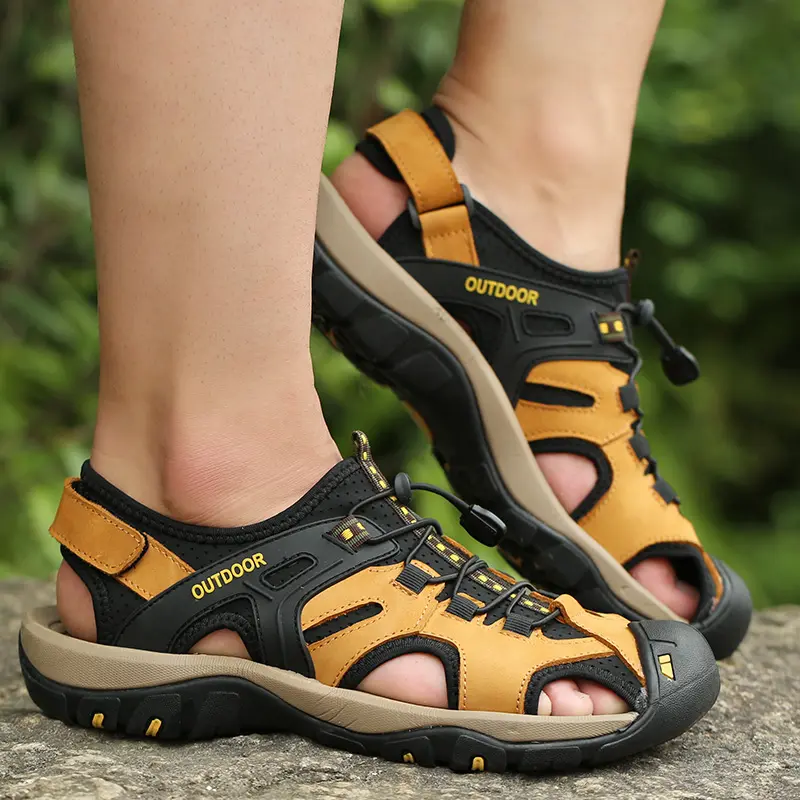 Prelesty Sandal Hiking Pria Gunung Original Sendal Outdoor Keren Kulit Asli Cowok Bernapas Musim Panas Waterproof Trekking 002 6