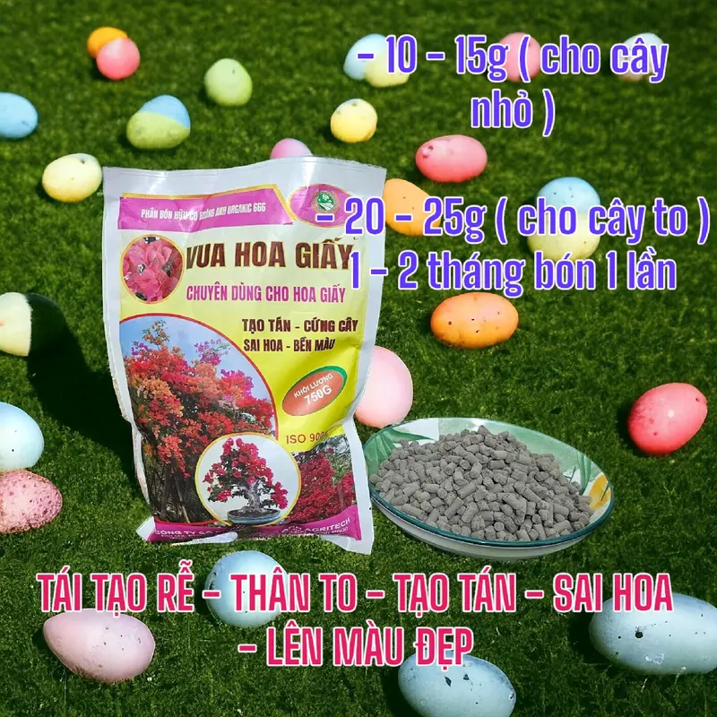 Phân Bón Hoa Giấy, Hữu Cơ, Giúp Thân Cứng Cáp, Tạo Tán, Ra Bông Nhiều, Hoa lên màu đẹp, Lâu Tàn ( bao 750g ) dùng tất cả các loại cây hoa, cây cảnh, cây bonsai 4