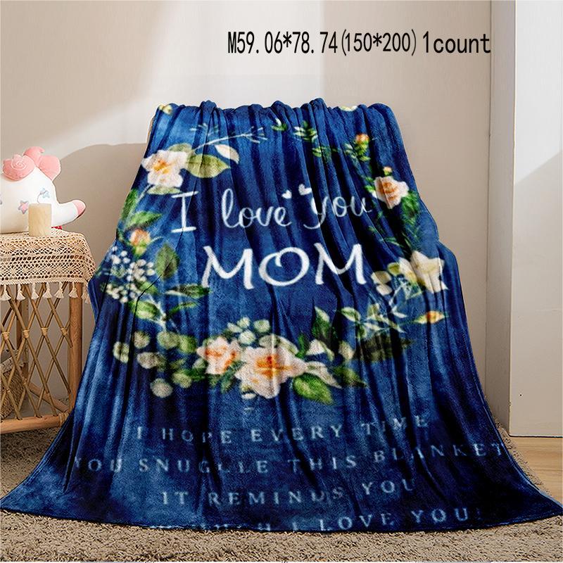 Floral & Letter Pattern Blanket, 1/2 Counts Soft Throw Blanket, Air-conditioned Room Blanket, Warm Nap Blanket for Home & Office, Gift for Mom 5