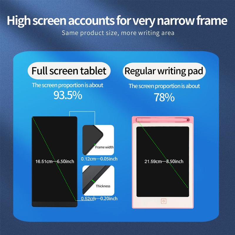 6.5 Inch LCD Writing Tablet, One-click Erase Portable Writing Tablet with 0.5mm Ultra-fine Pen, Anti-fingerprint Anti-blue Light Eye Protect Writing Tablet, Black Digital Writing Tablet, Tablet Drawing 8