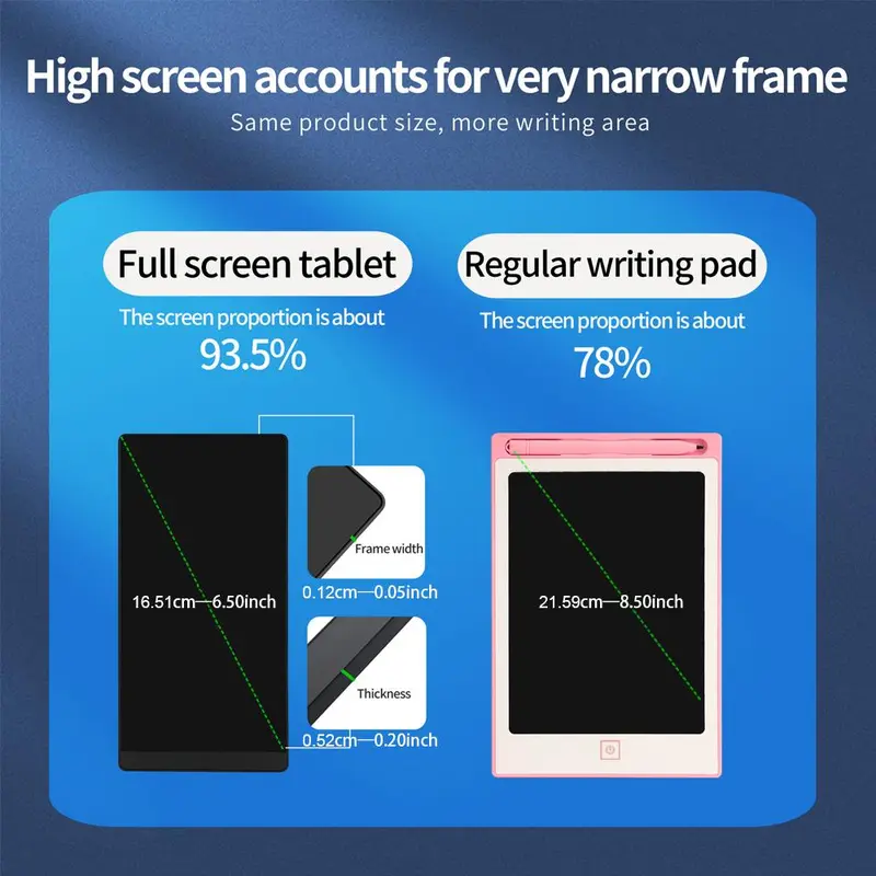 6.5 Inch LCD Writing Tablet, One-click Erase Portable Writing Tablet with 0.5mm Ultra-fine Pen, Anti-fingerprint Anti-blue Light Eye Protect Writing Tablet, Black Digital Writing Tablet, Tablet Drawing 7