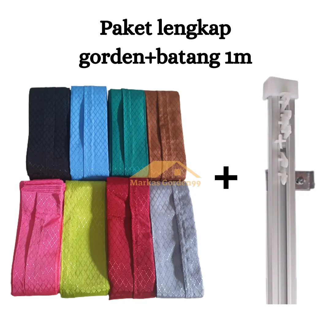 Gorden 1 Set Lengkap Beserta Besinya Paket 1 Set Tirai Hordeng Jendela/Pintu Model Plisket Sido Polos Fullset sama Batangnya