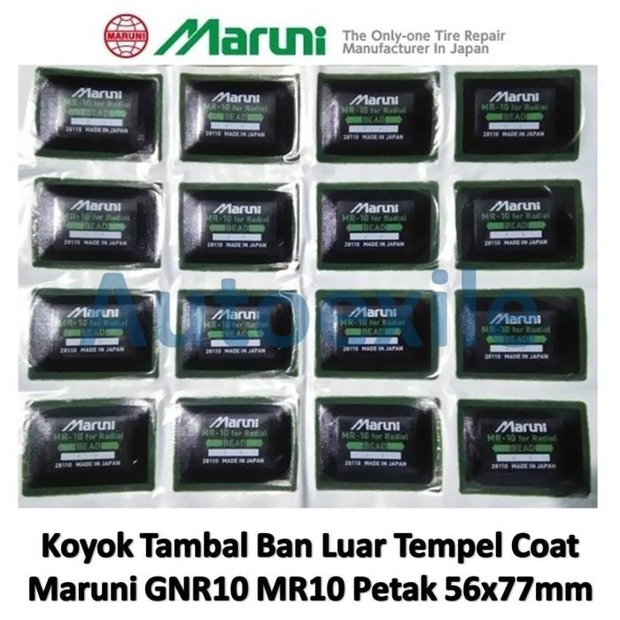 Gambar Koyok Tambal Ban Luar Radial Tire Patch Maruni GNR10 MR10 Petak 56x77mm 16buah Tip Top GNR-10 MR-10 Dinding Samping Sudut Tapak Tanpa Masak Made in Japan - Hitam Hijau dari Autoexile Kota Medan Tokopedia