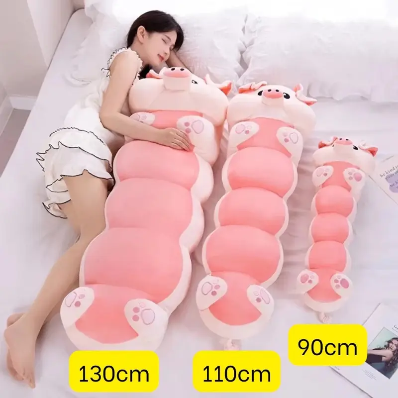 ￼Gối Ôm Gấu Bông Sâu Heo Hồng Gấu Bông Sâu Heo Hồng Đứng Ôm Siêu Mềm Mịn Đủ Size