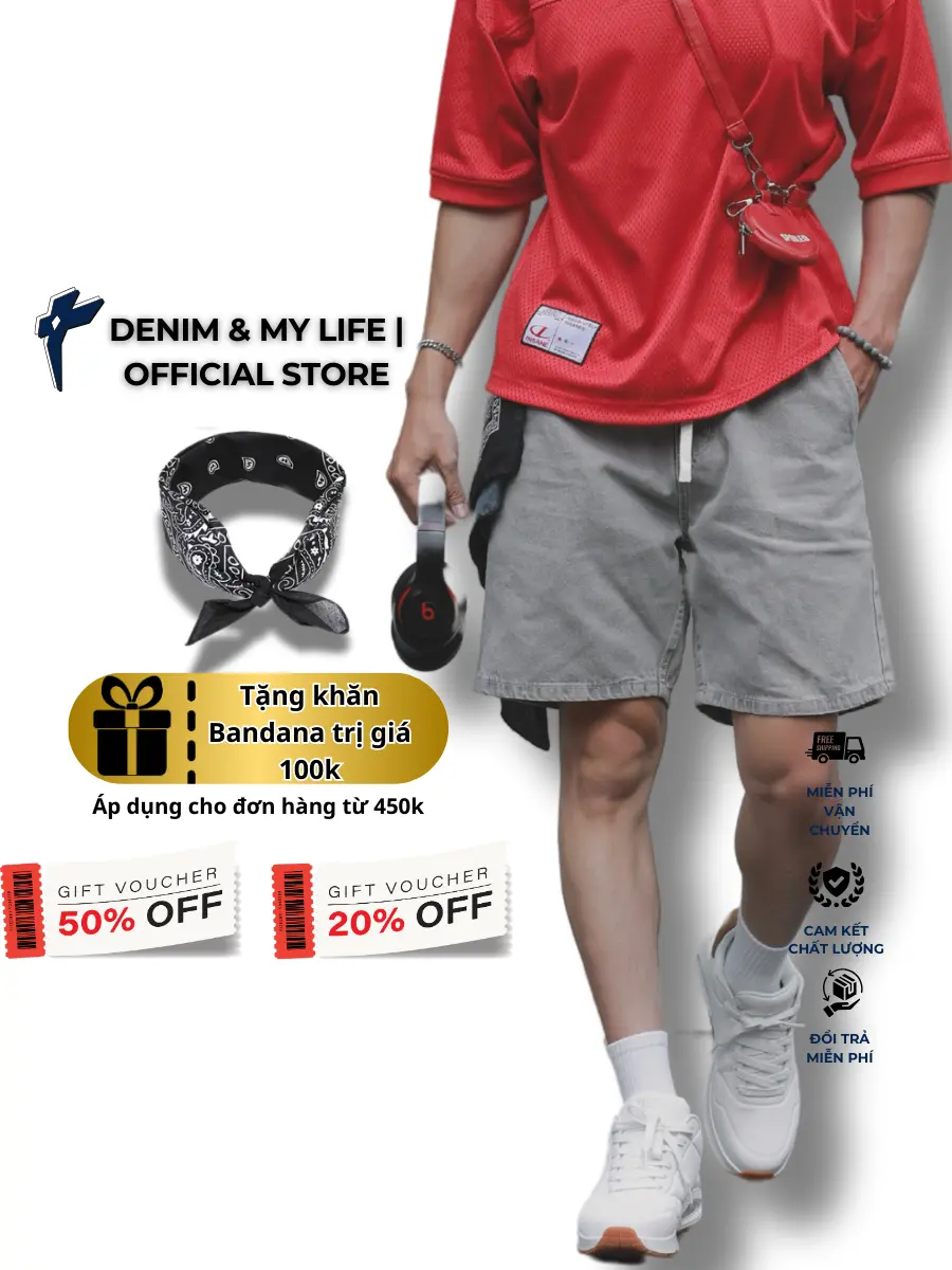 Quần Short Jeans UNISEX Denim Cotton Cao Cấp relax form quần trên gối có cạp chun Nam Nữ Đều Phù Hợp,  jeans  Menswear