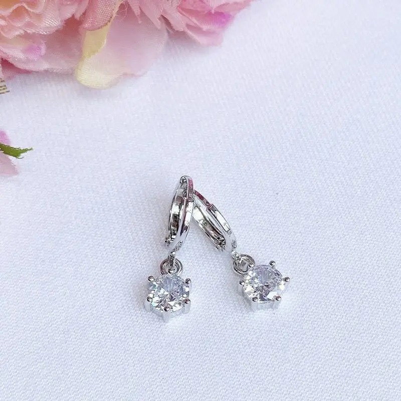 ANTING JEPIT SILVER TITANIUM GANDUL PERMATA PUTIH ANTI KARAT DAN ANTI LUNTUR