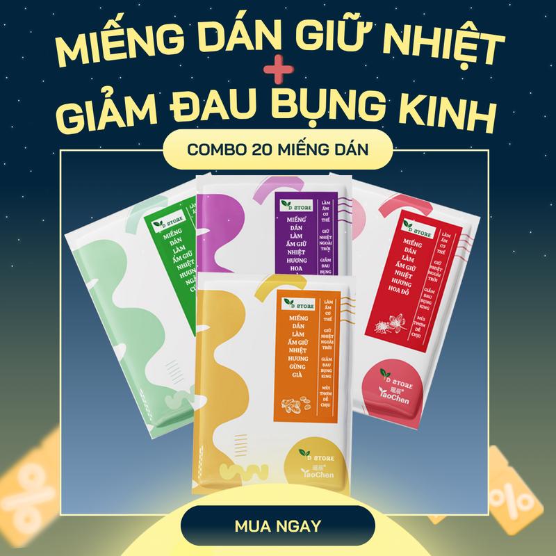 Combo 20 Miếng Dán Giữ Nhiệt Sưởi Ấm Cơ Thể Mùa Đông Giảm Đau Bụng Kinh Giữ Nhiệt 6 Giờ Nhiệt Độ Cao Đến 60 Độ - Thân Thiện Với Cơ Thể Không Gây Dị Ứng Ấm Bụng